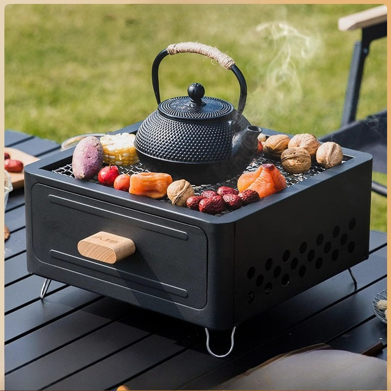 Outdoor Furniture - Panggangan BBQ Arang Portabel, Model Kotak,