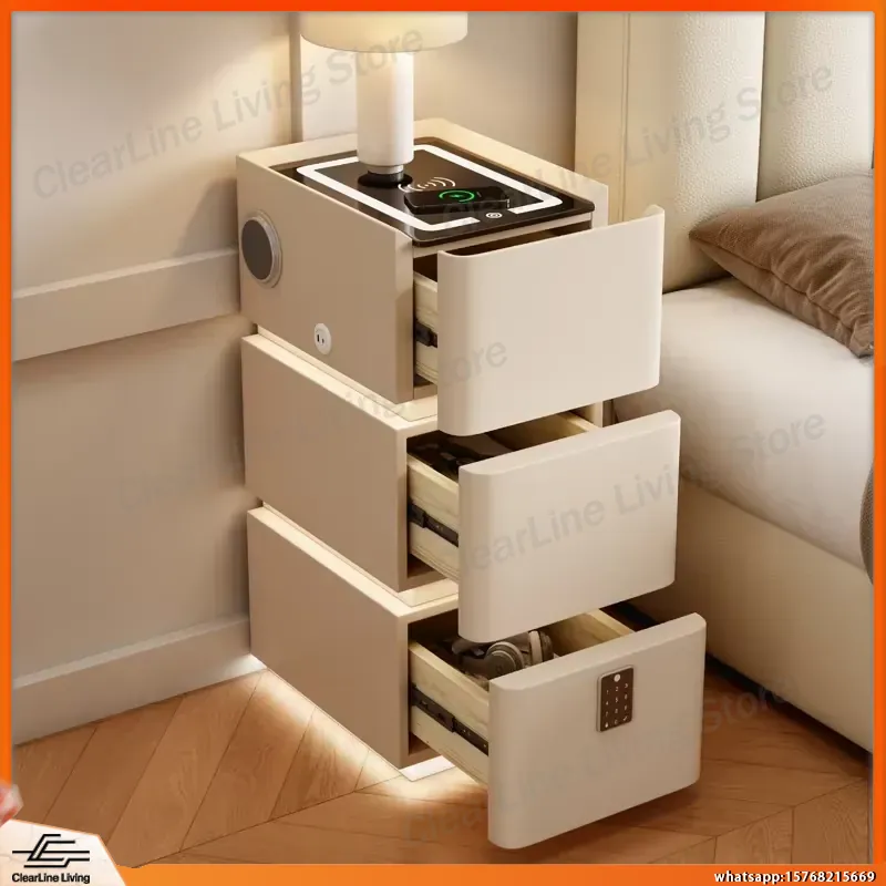 Floating Nightstand With Led Light - Meja Nakas Ultra Tipis 3 Tingkat