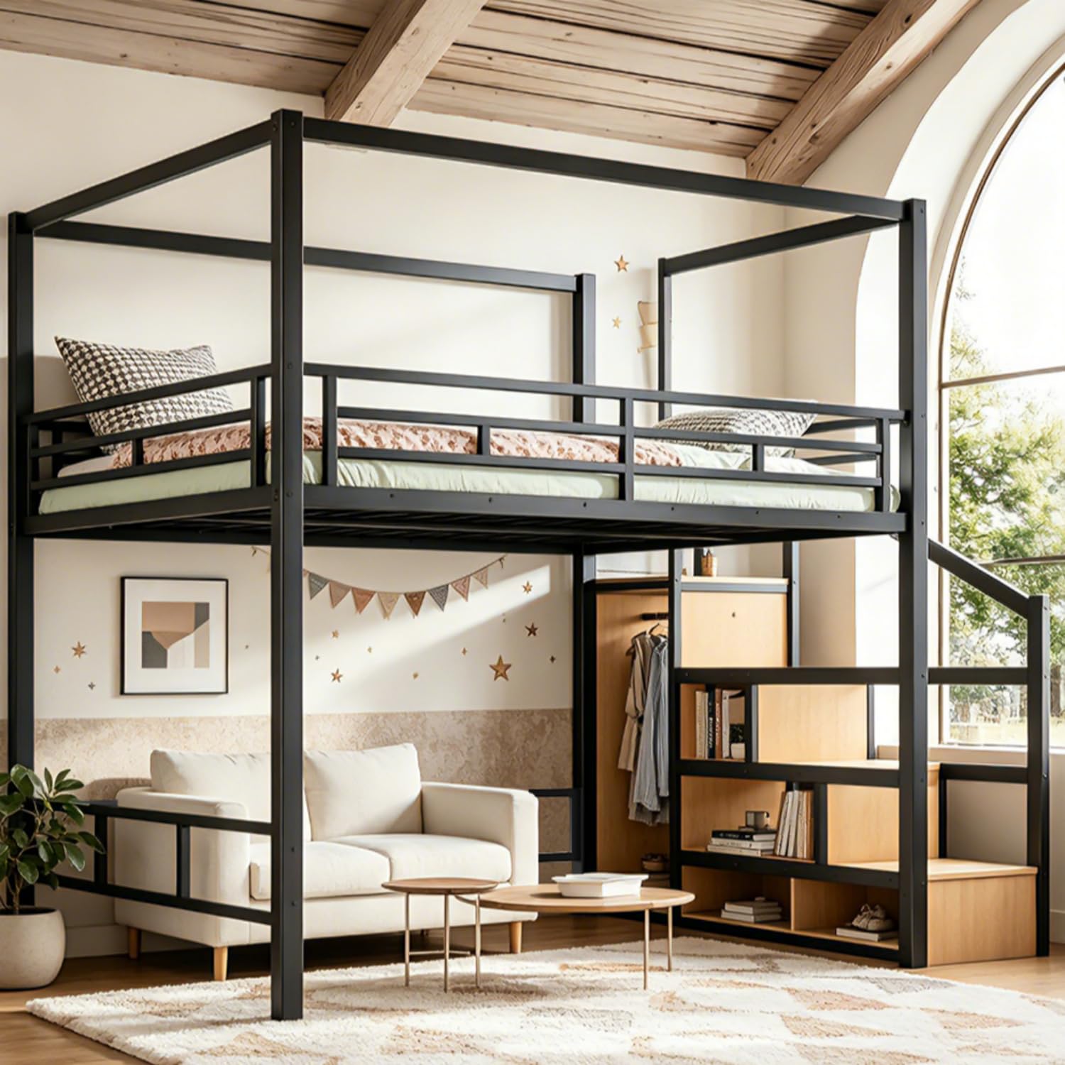 Tempat Tidur Loft Queen dengan - Canopy Bed Frame Metal Queen ulasan dan harga