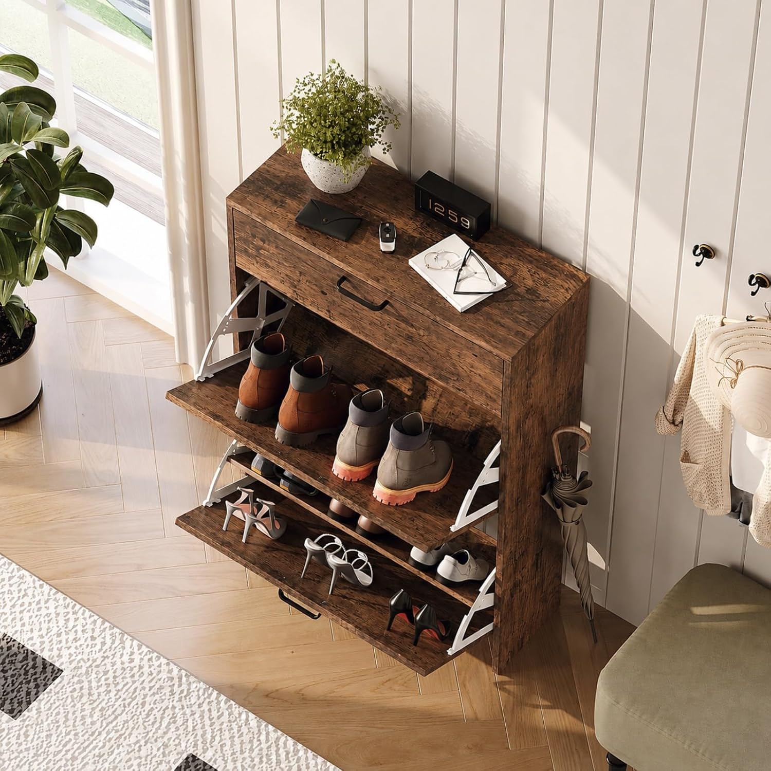 # Lemari Sepatu Tipis dengan 2 - Shoe Rack Cabinet Narrow Entryway ulasan dan harga