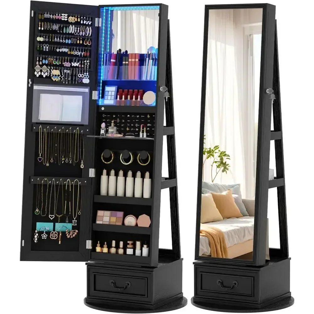 360 °   Lemari Perhiasan yang  - Full Length Mirror Jewelry Armoire ulasan dan harga