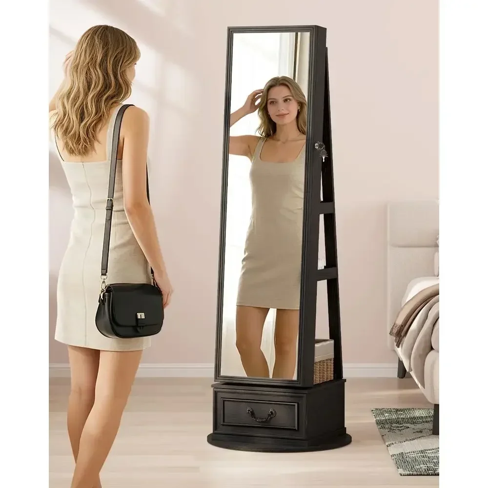 360 °   Lemari Perhiasan yang  - Full Length Mirror Jewelry Armoire ulasan dan harga