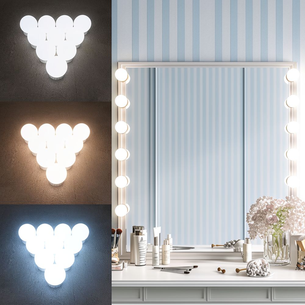 Lampu Cermin Rias LED Gaya Hol - Dressing Table Vanity With Lighted Mirror ulasan dan harga