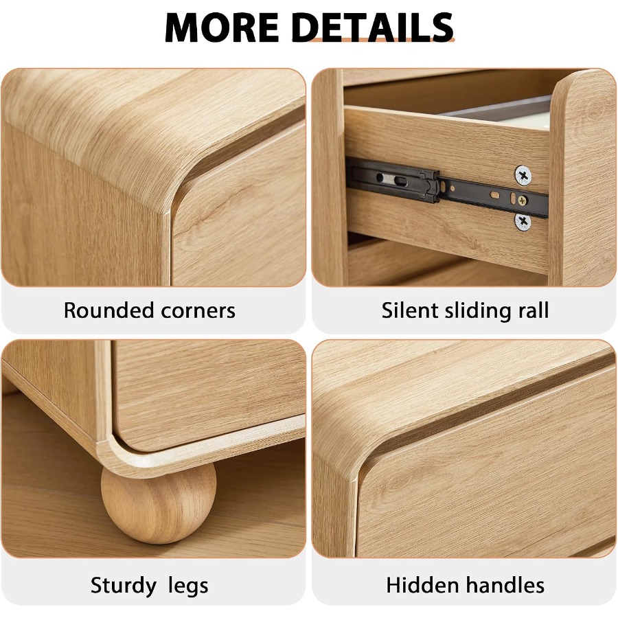 Meja Samping Kecil dengan 2 La - Solid Wood Nightstand 2 Drawers ulasan dan harga