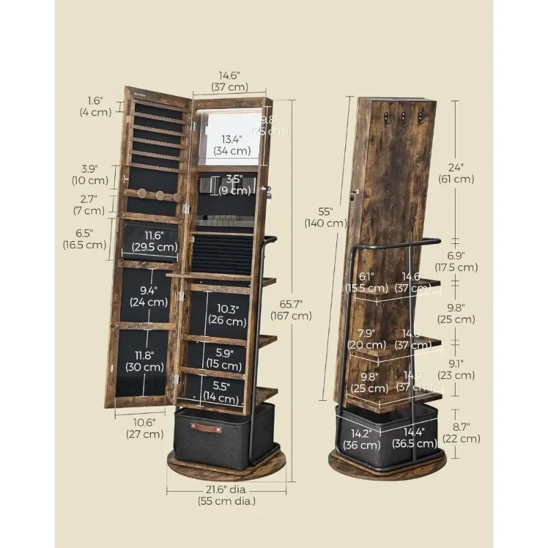 l 360 °   Lemari Perhiasan Cer - Full Length Mirror Jewelry Armoire ulasan dan harga